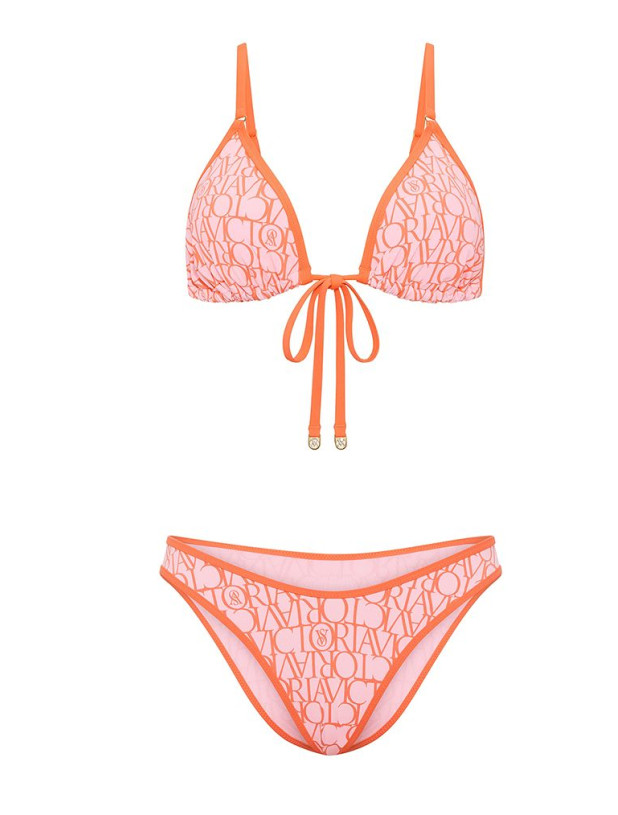 Купальник Бикини Треугольник Victoria's Secret Logo Tie-Front Triangle Bikini Top & Brazilian Bikini Bottom_7