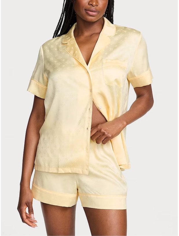Пижама с Шортами Victoria's Secret Signature Satin Short Pajama Set_2