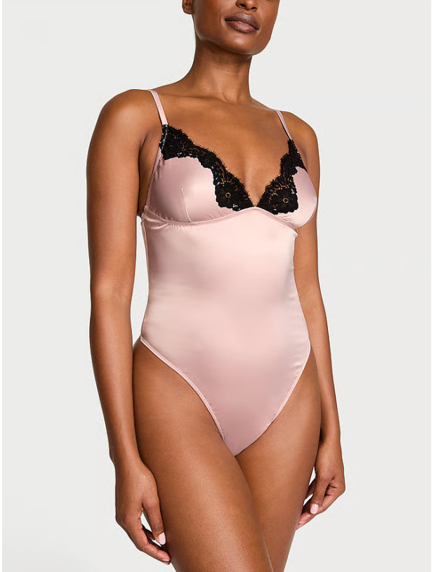 Боди Victoria's Secret Dream Angels Satin Lace-Trim Bodysuit_2